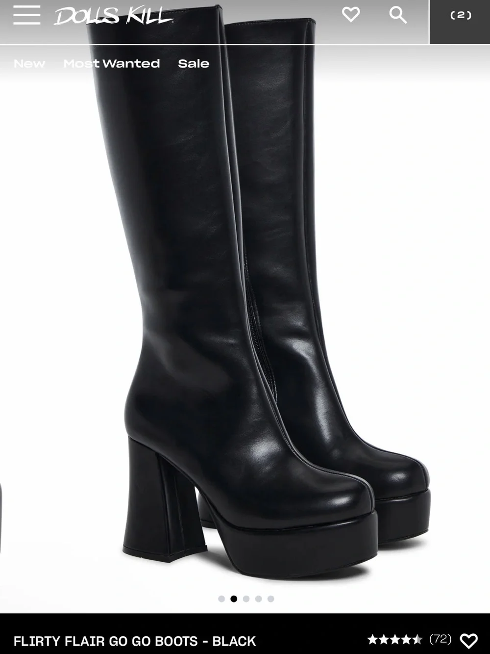 DOLLS KILL FLIRTY FLAIR GO GO BOOTS - BLACK